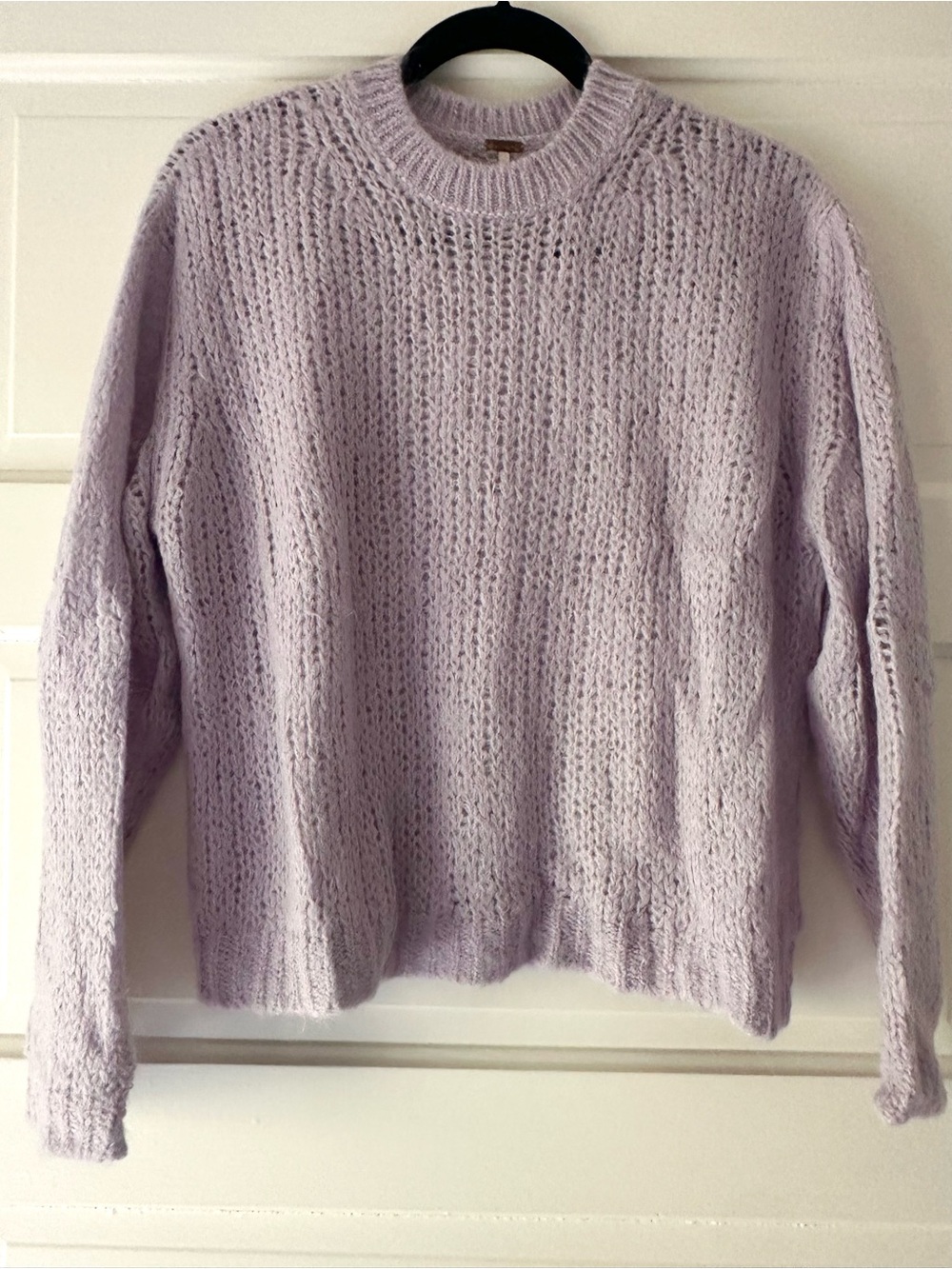 Free People open knit lavender crew neck sweater